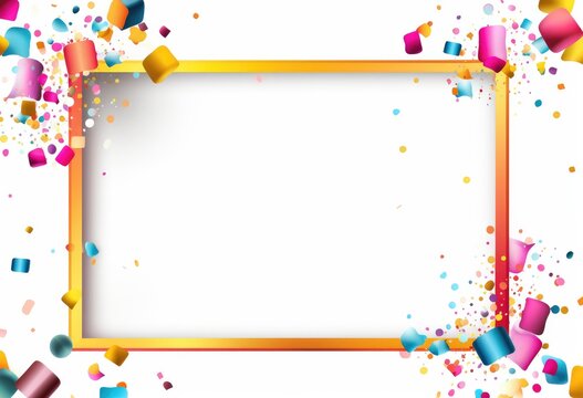 Colorful frame with colorful confetti and stars.