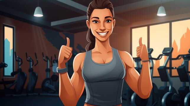 Woman doing exercising and taking photograph selfie in the sport club gym background.