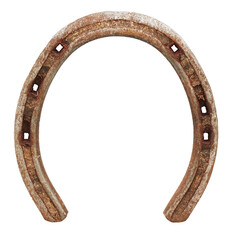 old rusty horseshoe isolated on transparent background, png clip art