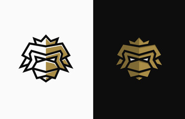 Minimalist king gorilla crown vector logo design