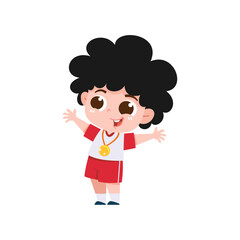 cute pose of a small child racing posing