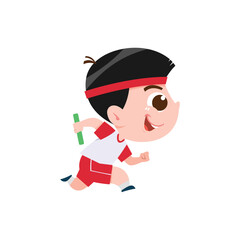 cute pose of a small child racing happy