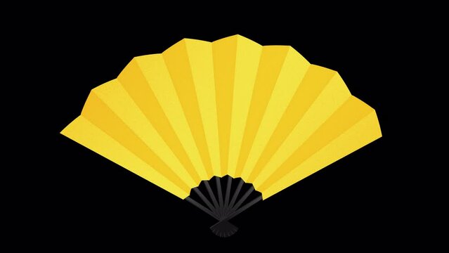 金色の扇が開くアニメーション　アルファチャンネル付き