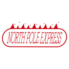North pole express. Christmas stamp. Template for Xmas handmade gifts. Vector illustration.