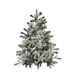 Christmas tree with decorations, isolate on a transparent background, 3D illustration, cg render