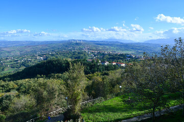 Fototapeta na wymiar The landscape seen from Frigento, a small town in Campania in Italy.