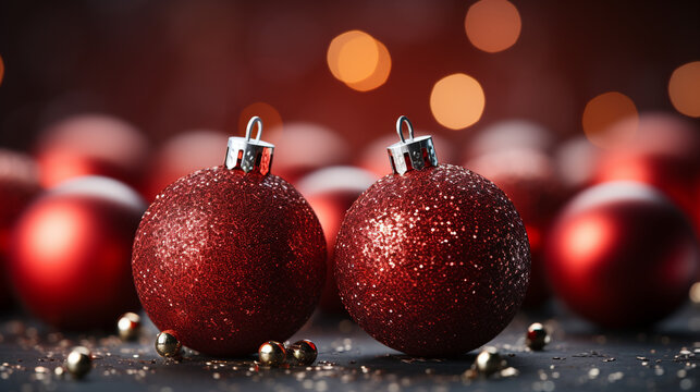 red christmas baubles HD 8K wallpaper Stock Photographic Image