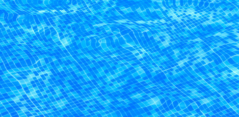 Blue ripped water in swimming pool background. Selective focus