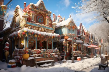Obraz premium Winter Carnivals: Vibrant and lively scenes at winter festivals, complete with colorful costumes and activities. - Generative AI