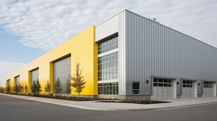 Fototapeta na wymiar Logistics Hub: Outside view of a Large Modern Warehouse and Distribution Building, Generative AI