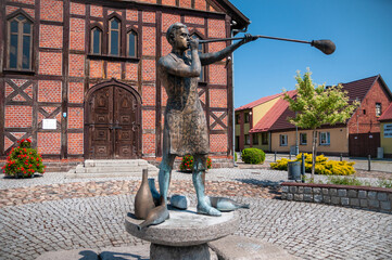 Metallurgist monument in Ujscie, Greater Poland Voivodeship, Poland - obrazy, fototapety, plakaty