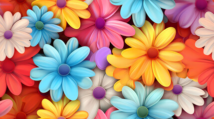 Whimsical Daisies in a Rainbow Gradient - obrazy, fototapety, plakaty