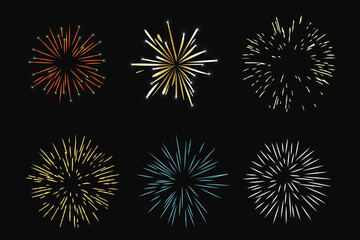 set of firecracker and end year elements, collection of firecrackers. end of year sale decoration vector illustration - obrazy, fototapety, plakaty