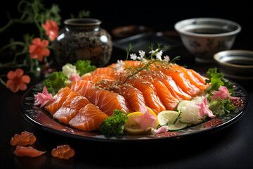 Salmon sashimi.