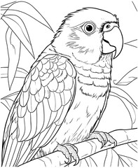 Sun conure coloring page for kids