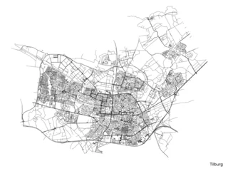 Fotobehang Tilburg city map with roads and streets, Netherlands. Vector outline illustration. © eestingnef