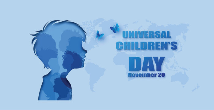  Universal Children&rsquo;s Day &mdash; Silhouette Child and Map Concept