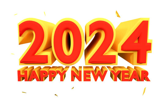3d text happy new year red 3d render on alpha background