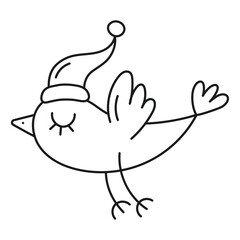 Illustration of a bird wearing a New Year's hat