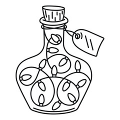 Illustration of a bottle with a garland on a white background