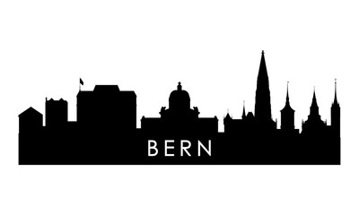 Obraz premium Bern skyline silhouette. Black Bern city design isolated on white background.