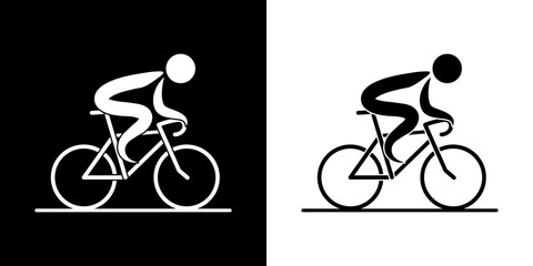 Pictogrammes représentant une course de vitesse de vélo, une des disciplines des compétitions sportives de cyclisme sur route.