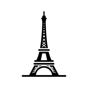 Eiffel Tower silhouette icon on white background. Landmark of Paris. Vector illustration