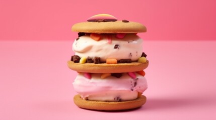 cookies on pink background