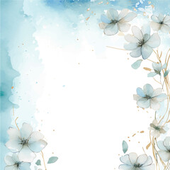 watercolor background frame with white flowers