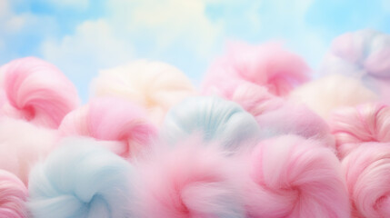Colorful cotton candy in soft pastel color background - obrazy, fototapety, plakaty