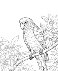 Sun Conure forest coloring page