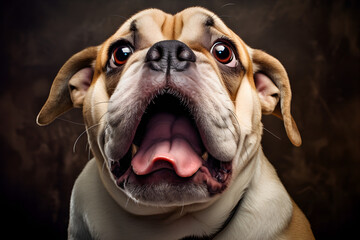 funny portrait of surprised dog