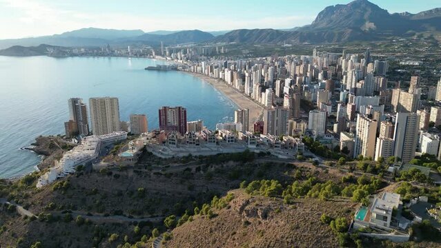 Vista aerea de rascacielos de Playa de Levante Benidorm, Alicante, Valencia