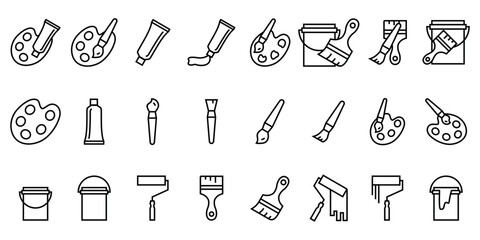 Collection of painting, painting tools, vector icon templates editable and resizable EPS 1 - obrazy, fototapety, plakaty