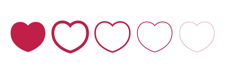 Filled and outlined hearts vector set. Hearts collections