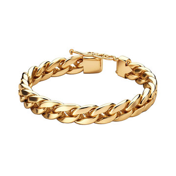 Beautiful designed gold bracelet isolated on transparent background
