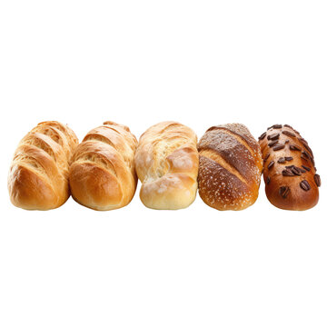 Five Baguettes in a row transparent background