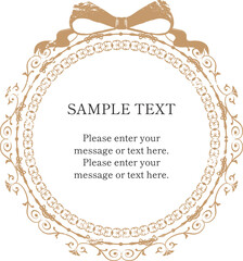 リボンをあしらった丸いゴールドで豪華なアンティークフレーム