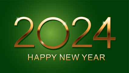 Happy new year 2024 greeting card design. Vector illustration on green background.