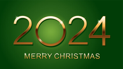 Merry Christmas design template. Merry Christmas 2024 greeting card design. Vector illustration on green background.