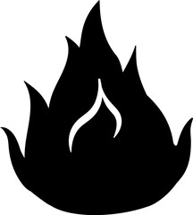 Silhouette of cozy fire of home fireplace, element of Thanksgiving day festive table decoration. Cozy fire contour holiday symbol. Simple black shape vector icon isolated on white background