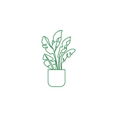 plant icon with a green outline environmental