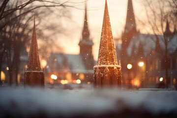 Church Steeples in Snow - Generative AI