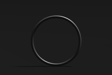 Abstract black ring or circle frame on black background.
