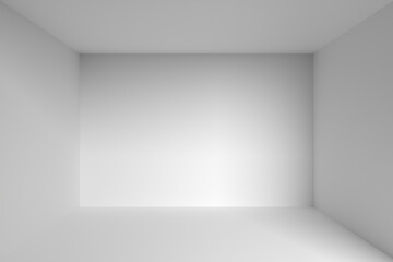 Empty white room interior for design and decoration. Square box with blank inner space.