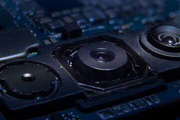 Close-up of a smartphone's triple camera module