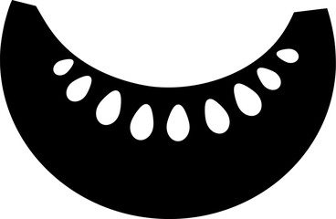 Silhouette of sliced pumpkin, element of Thanksgiving day festive table decoration. Sliced pumpkin contour holiday symbol. Simple black shape vector icon isolated on white background