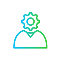 Management project development icon with blue and green gradient outline style. business, management, teamwork, manager, team, office, strategy. Vector Illustration