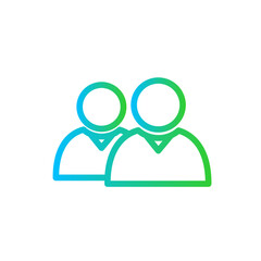 Dev team project development icon with blue and green gradient outline style. technology, development, design, team, concept, dev, computer. Vector Illustration