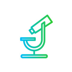 Research project development icon with blue and green gradient outline style. research, analysis, technology, laboratory, researcher, people, science. Vector Illustration